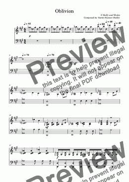 page one of Oblivion Sheet Music