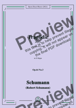 page one of Schumann-Tragodie,Op.64 No.3(Part I),in D Major,for Voice and Piano