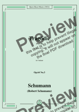 page one of Schumann-Tragodie,Op.64 No.3(Part II),in f minor,for Voice and Piano