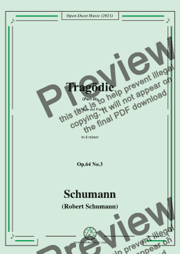 page one of Schumann-Tragodie,Op.64 No.3(Part II),in d minor,for Voice and Piano