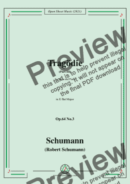 page one of Schumann-Tragodie,Op.64 No.3(Part III),in E flat Major,for Voice and Piano