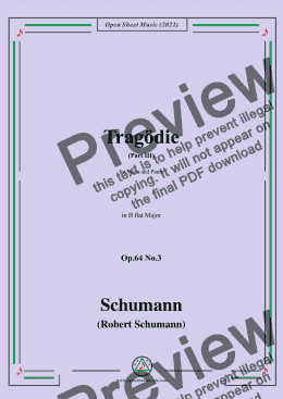 page one of Schumann-Tragodie,Op.64 No.3(Part III),in B flat Major,for Voice and Piano