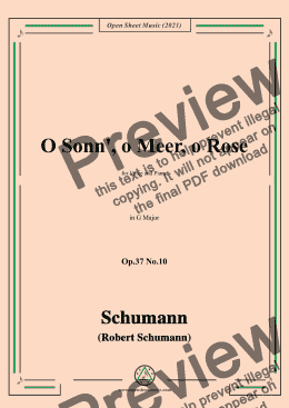 page one of Schumann-O Sonn,o Meer,o Rose,Op.37 No.10,in G Major,for Voice and Piano