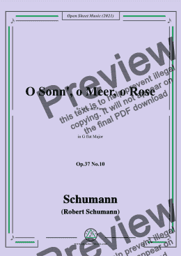 page one of Schumann-O Sonn,o Meer,o Rose,Op.37 No.10,in G flat Major,for Voice and Piano