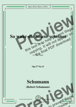 page one of Schumann-So wahr die Sonne scheinet,Op.37 No.12,in E flat Major,for Voices&Piano