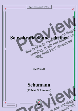 page one of Schumann-So wahr die Sonne scheinet,Op.37 No.12,in F Major,for Voice and Piano