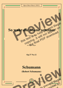 page one of Schumann-So wahr die Sonne scheinet,Op.37 No.12,in G flat Major,for Voice and Piano