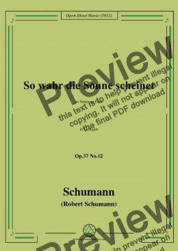 page one of Schumann-So wahr die Sonne scheinet,Op.37 No.12,in G Major,for Voice and Piano