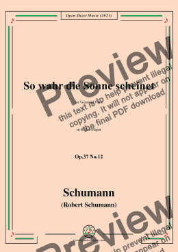 page one of Schumann-So wahr die Sonne scheinet,Op.37 No.12,in B flat Major,for Voice and Piano