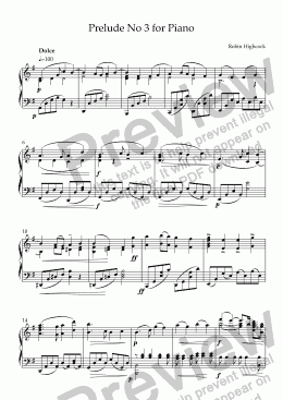 page one of Prelude for Piano no 3