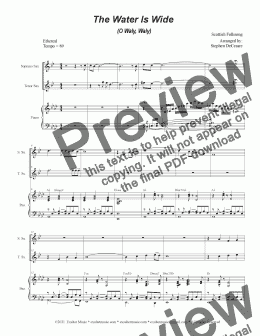 page one of The Water Is Wide (O Waly, Waly) (Duet for Soprano and Tenor Saxophone)