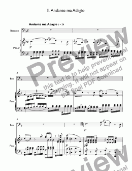 page one of Mozart, Wolfgang Amadeus - Bassoon Concerto B-flat major K. 191 - II. Andante ma Adagio for bassoon & piano