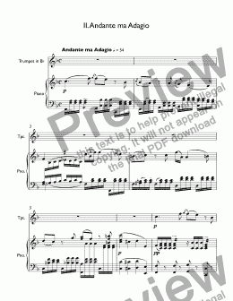 page one of Mozart, Wolfgang Amadeus - Bassoon Concerto B-flat major K. 191 - II. Andante ma Adagio for trumpet Bb & piano