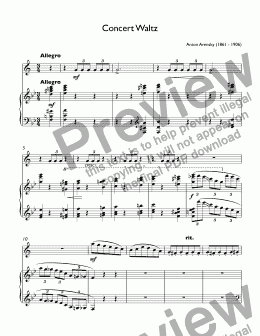 page one of Arensky, Anton - Concert Waltz  for trumpet Bb & piano (Концертный Вальс)