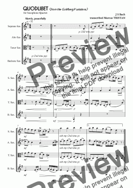 page one of Bach transcr. Tristan Quodlibet (Goldberg Variations)