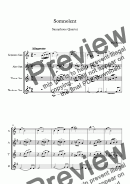 page one of Somnolent - Saxophone Quartet