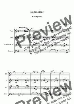 page one of Somnolent - Wind Quartet