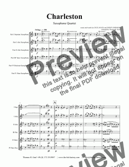 page one of Charleston - 20ths Classic - Saxophone Quartet - Bb