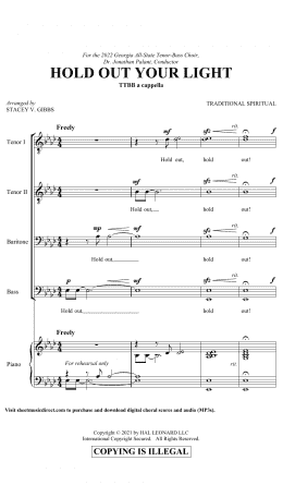 page one of Hold Out Your Light (arr. Stacey V. Gibbs) (TTBB Choir)