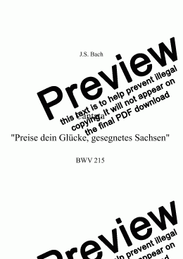 page one of Cantata Nº215 Preise dein Glücke, gesegnetes Sachsen    