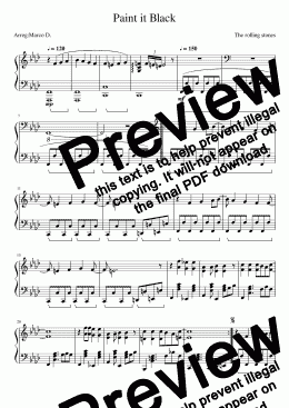 The Rolling Stones Paint It, Black Sheet Music in F Minor (transposable)  - Download & Print - SKU: MN0046501