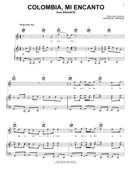 page one of Colombia, Mi Encanto (from Encanto) (Piano, Vocal & Guitar Chords (Right-Hand Melody))