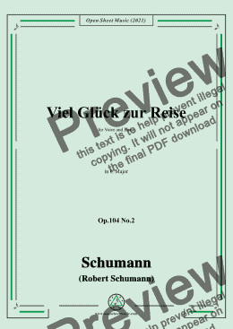 page one of Schumann-Viel Gluck zur Reise,Op.104 No.2,in C Major,for Voice and Piano