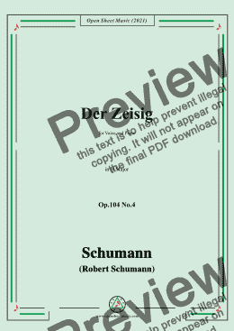 page one of Schumann-Der Zeisig,Op.104 No.4,in B Major,for Voice and Piano