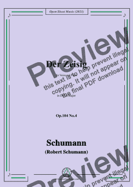 page one of Schumann-Der Zeisig,Op.104 No.4,in D flat Major,for Voice and Piano