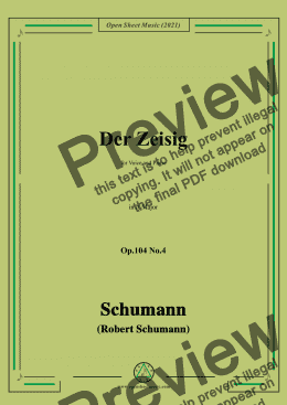 page one of Schumann-Der Zeisig,Op.104 No.4,in A Major,for Voice and Piano