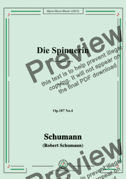 page one of Schumann-Die Spinnerin,Op.107 No.4,in d minor,for Voice and Piano