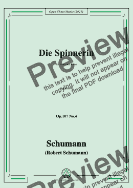 page one of Schumann-Die Spinnerin,Op.107 No.4,in g minor,for Voice and Piano