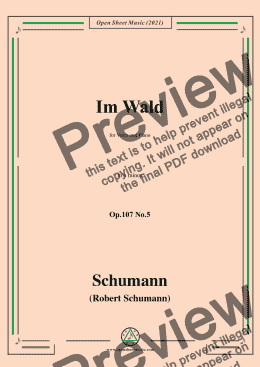 page one of Schumann-Im Wald,Op.107 No.5,in a minor,for Voice&Piano