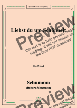 page one of Schumann-Liebst du um Schonheit,Op.37 No.4,in F Major,for Voice and Piano