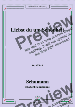 page one of Schumann-Liebst du um Schonheit,Op.37 No.4,in C Major,for Voice and Piano