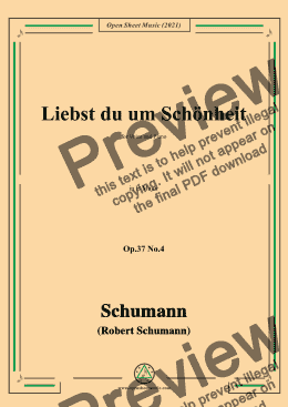 page one of Schumann-Liebst du um Schonheit,Op.37 No.4,in B Major,for Voice and Piano