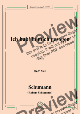 page one of Schumann-Ich hab in mich gesogen,Op.37 No.5,in F Major,for Voice&Piano