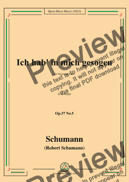 page one of Schumann-Ich hab in mich gesogen,Op.37 No.5,in G Major,for Voice and Piano