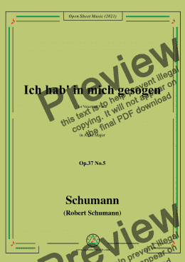 page one of Schumann-Ich hab in mich gesogen,Op.37 No.5,in A flat Major,for Voice and Piano