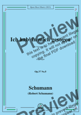 page one of Schumann-Ich hab in mich gesogen,Op.37 No.5,in A Major,for Voice and Piano