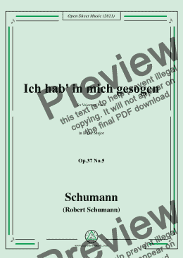 page one of Schumann-Ich hab in mich gesogen,Op.37 No.5,in B flat Major,for Voice and Piano