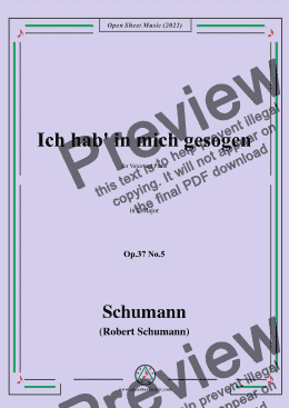 page one of Schumann-Ich hab in mich gesogen,Op.37 No.5,in E Major,for Voice and Piano