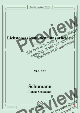 page one of Schumann-Liebste,was kann denn uns scheiden,Op.37 No.6,in B flat Major,for Voice and Piano