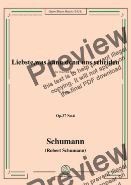 page one of Schumann-Liebste,was kann denn uns scheiden,Op.37 No.6,in B Major,for Voice and Piano