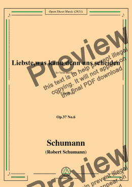 page one of Schumann-Liebste,was kann denn uns scheiden,Op.37 No.6,in D flat Major,for Voice and Piano