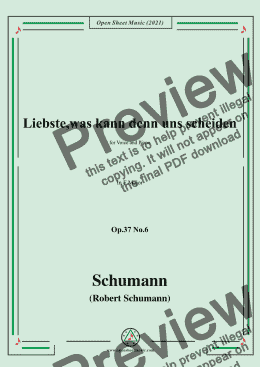 page one of Schumann-Liebste,was kann denn uns scheiden,Op.37 No.6,in F Major,for Voice and Piano