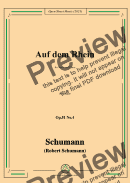 page one of Schumann-Auf dem Rhein,Op.51 No.4,in F Major,for Voice&Piano