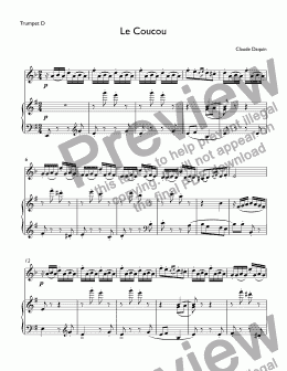 page one of Daquin, Louis-Claude - Le Coucou for trumpet D & piano