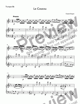 page one of Daquin, Louis-Claude - Le Coucou for trumpet Bb & piano