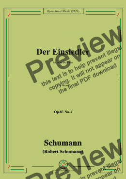 page one of Schumann-Der Einsiedler,Op.83 No.3,in e minor,for Voice and Piano